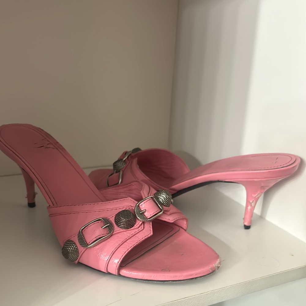 pink Balenciaga kitten heel